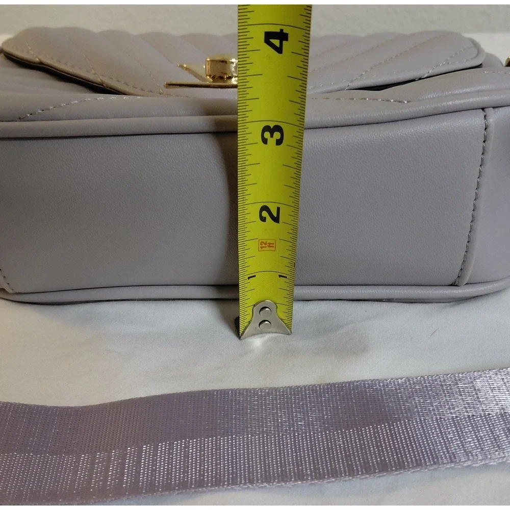 Valentino Orlandi Chevron Quilted Crossbody Bag Light Purple Lavender Coin Pouch